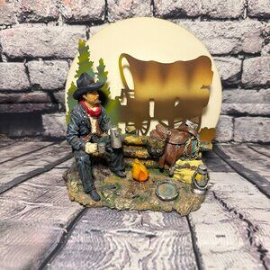 Vintage 1980's Western Moonlight Cowboy On The Range Chuck Wagon Campsite Lamp